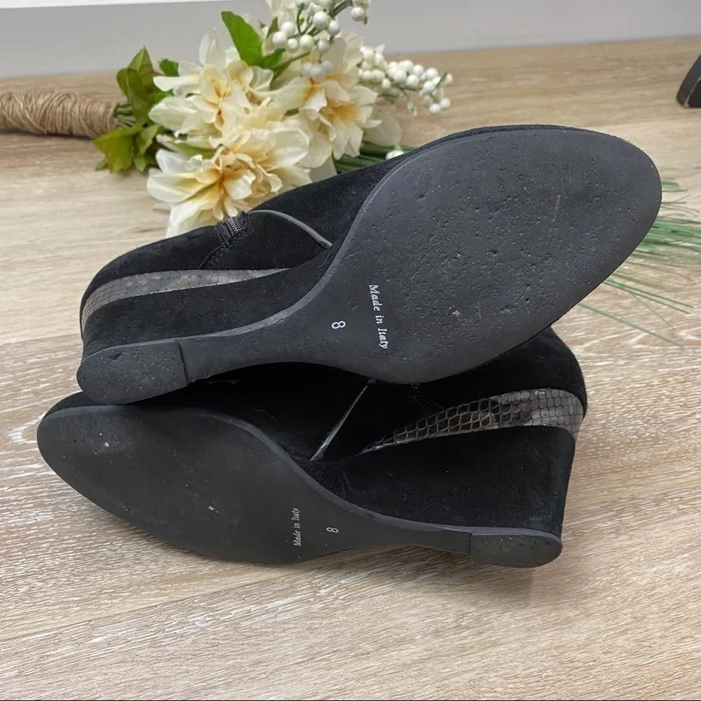 Aquatalia Suede Leather Wedge Ankle Booties